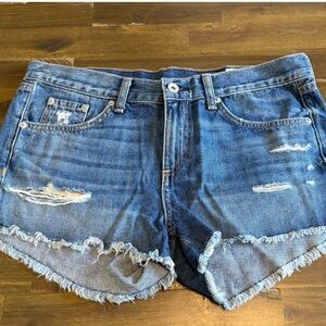 Rag & Bone Cut Off Shorts Denim Jean Distressed Hem Frayed Blue Womens  27
